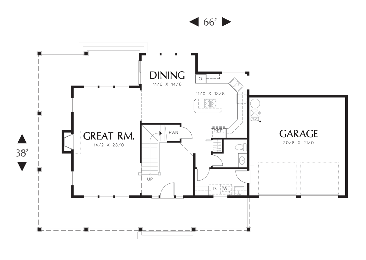Main Floor Plan image for Mascord Wilmington-Country Plan with Covered Veranda-Main Floor Plan