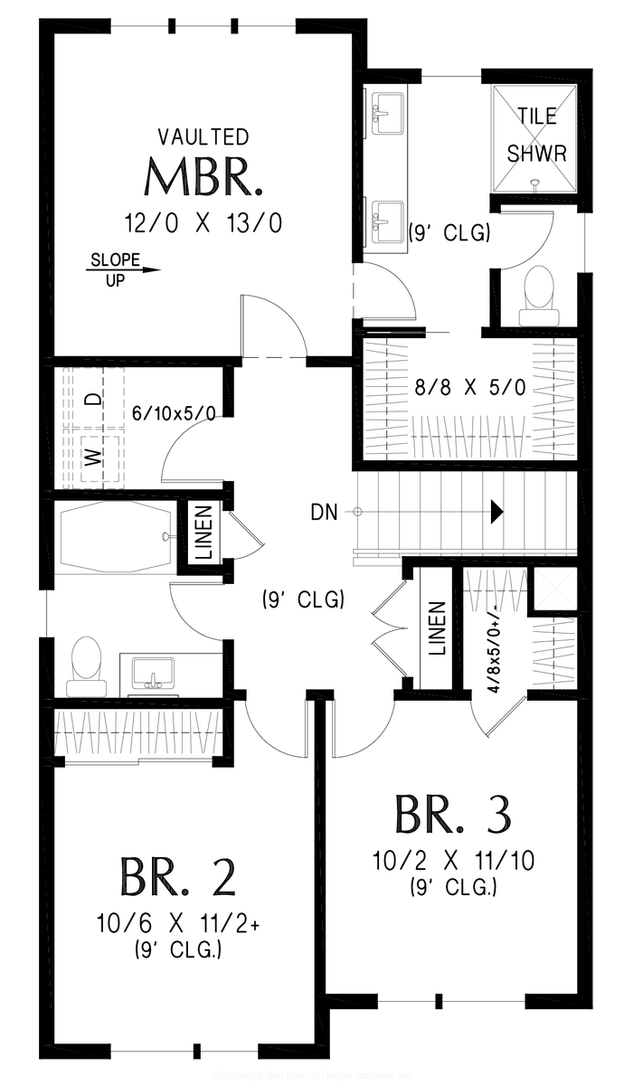 Upper Floor Plan image for Mascord Merryfield-Contemporary Design with Outdoor Living Space-Upper Floor Plan
