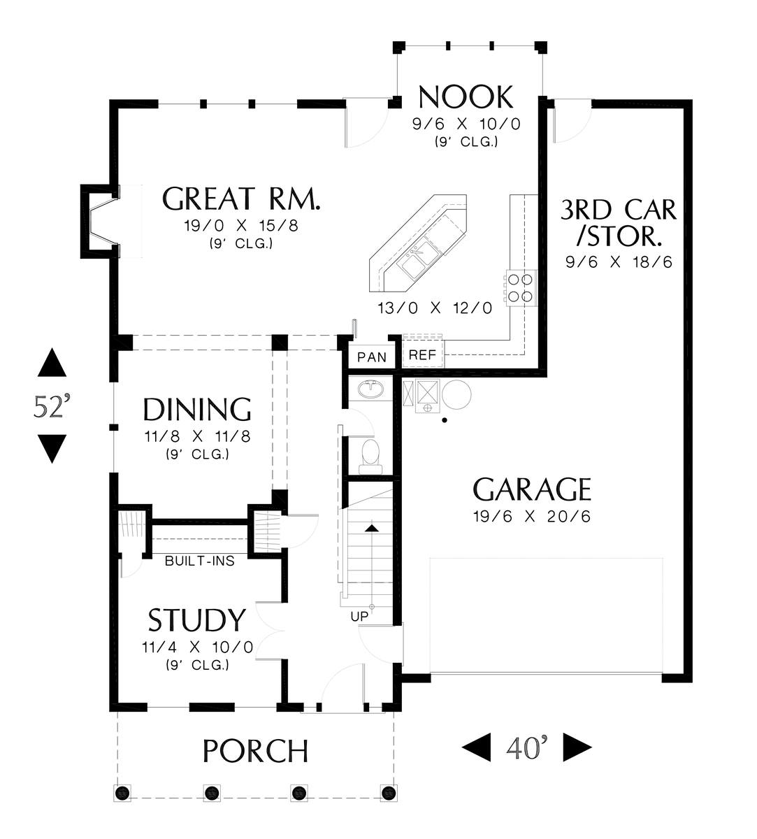 Main Floor Plan image for Mascord Somersetter-Classic Colonial Plan with Covered Front Porch-Main Floor Plan