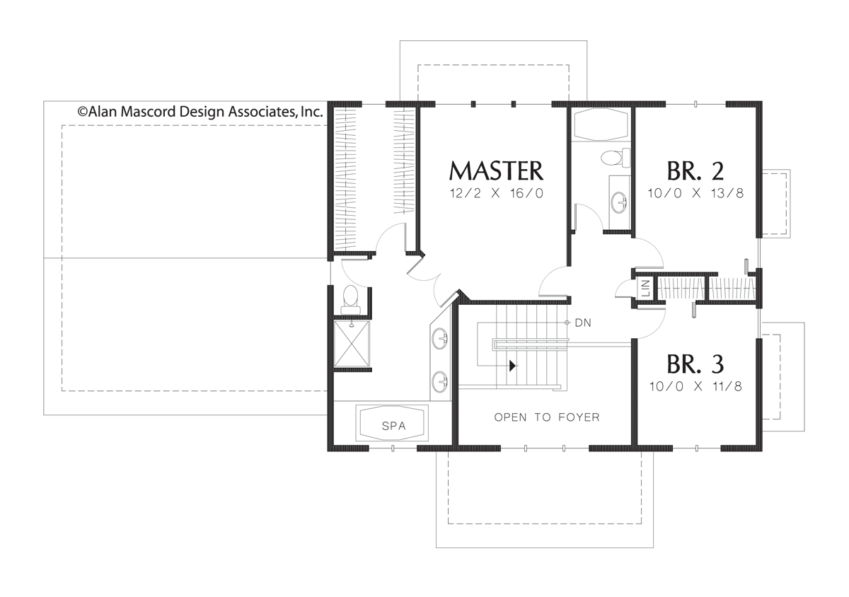 Upper Floor Plan image for Mascord Cavendar-Symmetric and Grand Craftsman Style Plan-Upper Floor Plan