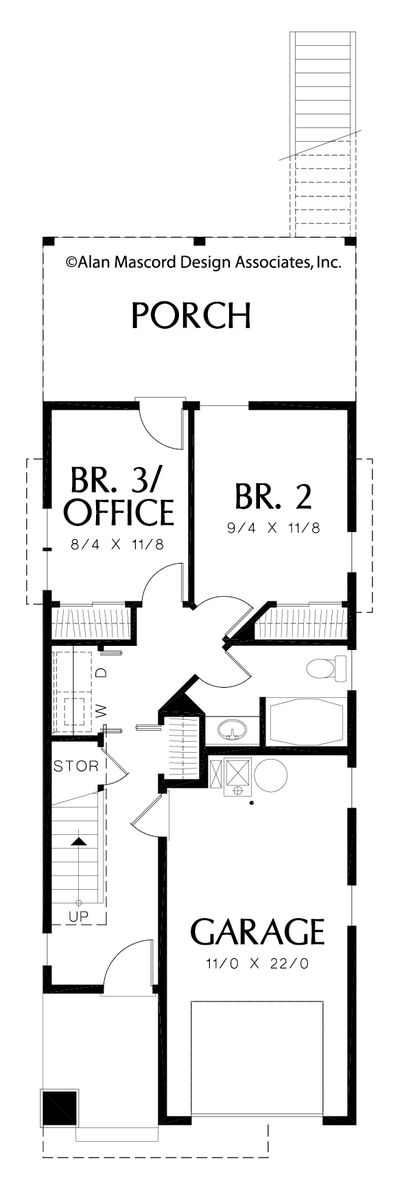 Main Floor Plan image for Mascord Overbeck-Craftsman Plan with Several Built-ins to Save Space-Main Floor Plan