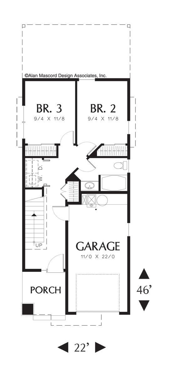 Main Floor Plan image for Mascord Jamieson-Reverse Living for a Flat, Narrow Lot-Main Floor Plan