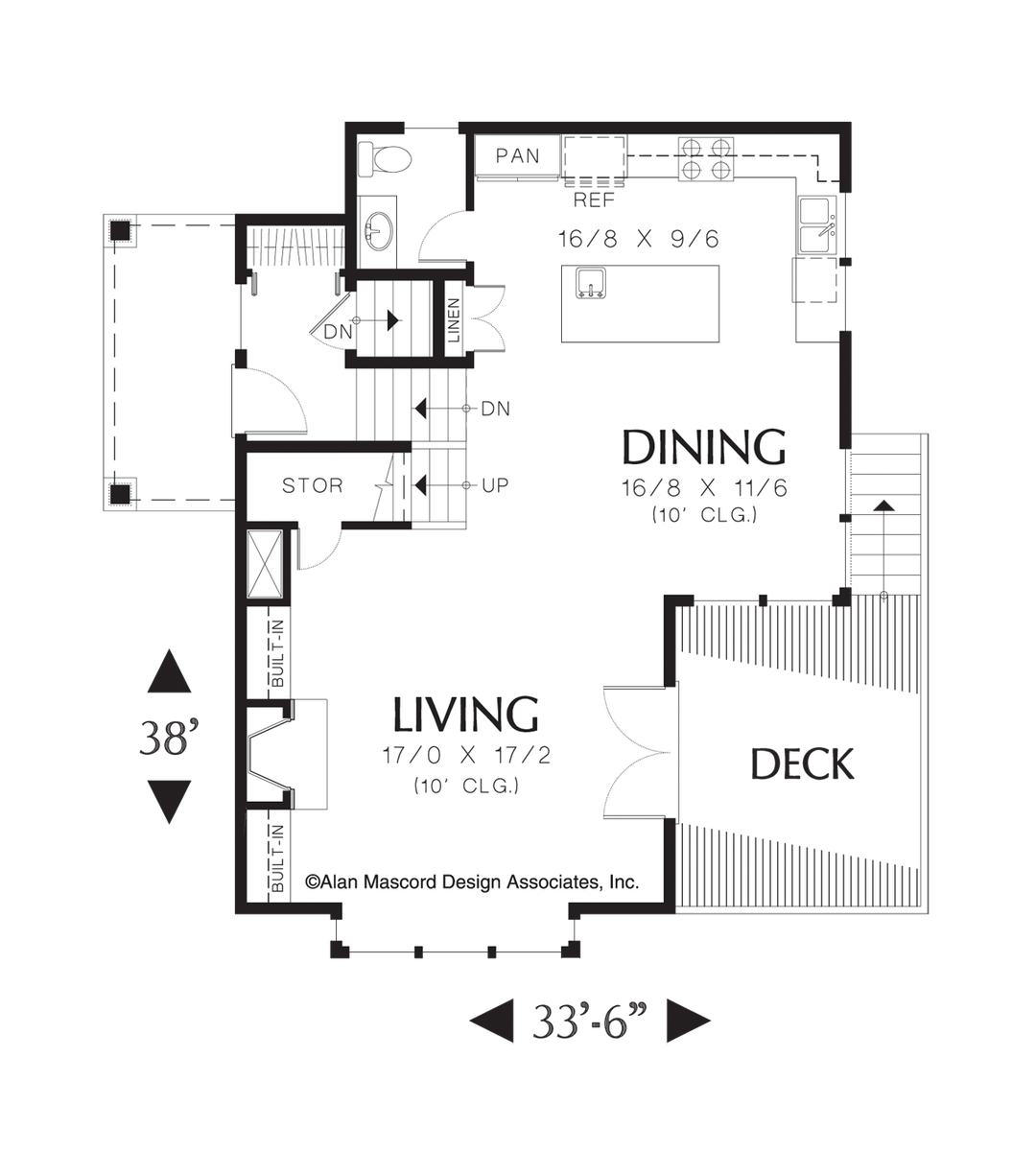 Main Floor Plan image for Mascord Willow Wood-Garage Under Craftsman Plan with Shop-Main Floor Plan