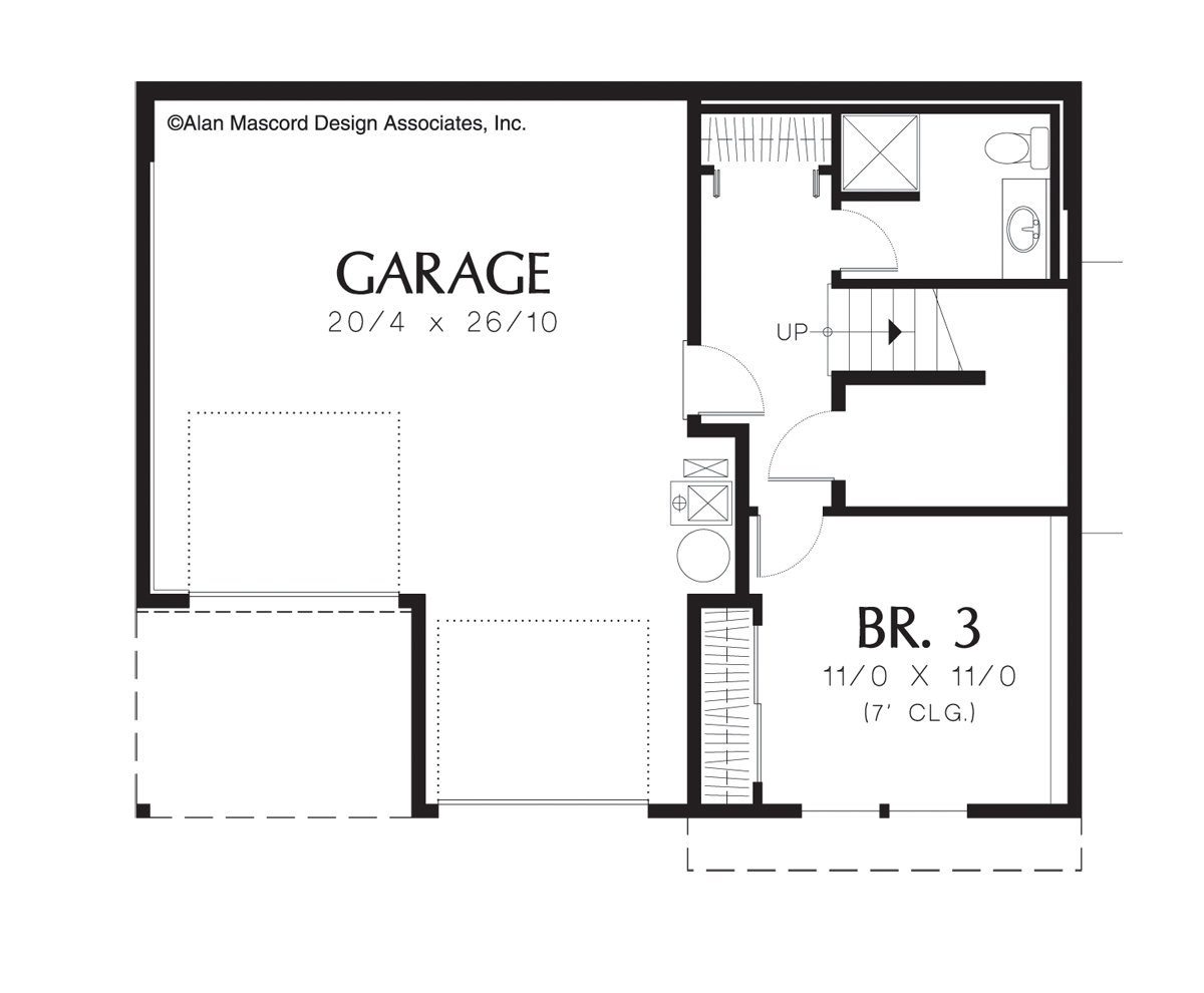 Lower Floor Plan image for Mascord Burkwood-Tri-level Craftsman Plan-Lower Floor Plan