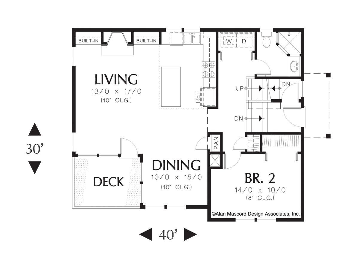 Main Floor Plan image for Mascord Burkwood-Tri-level Craftsman Plan-Main Floor Plan