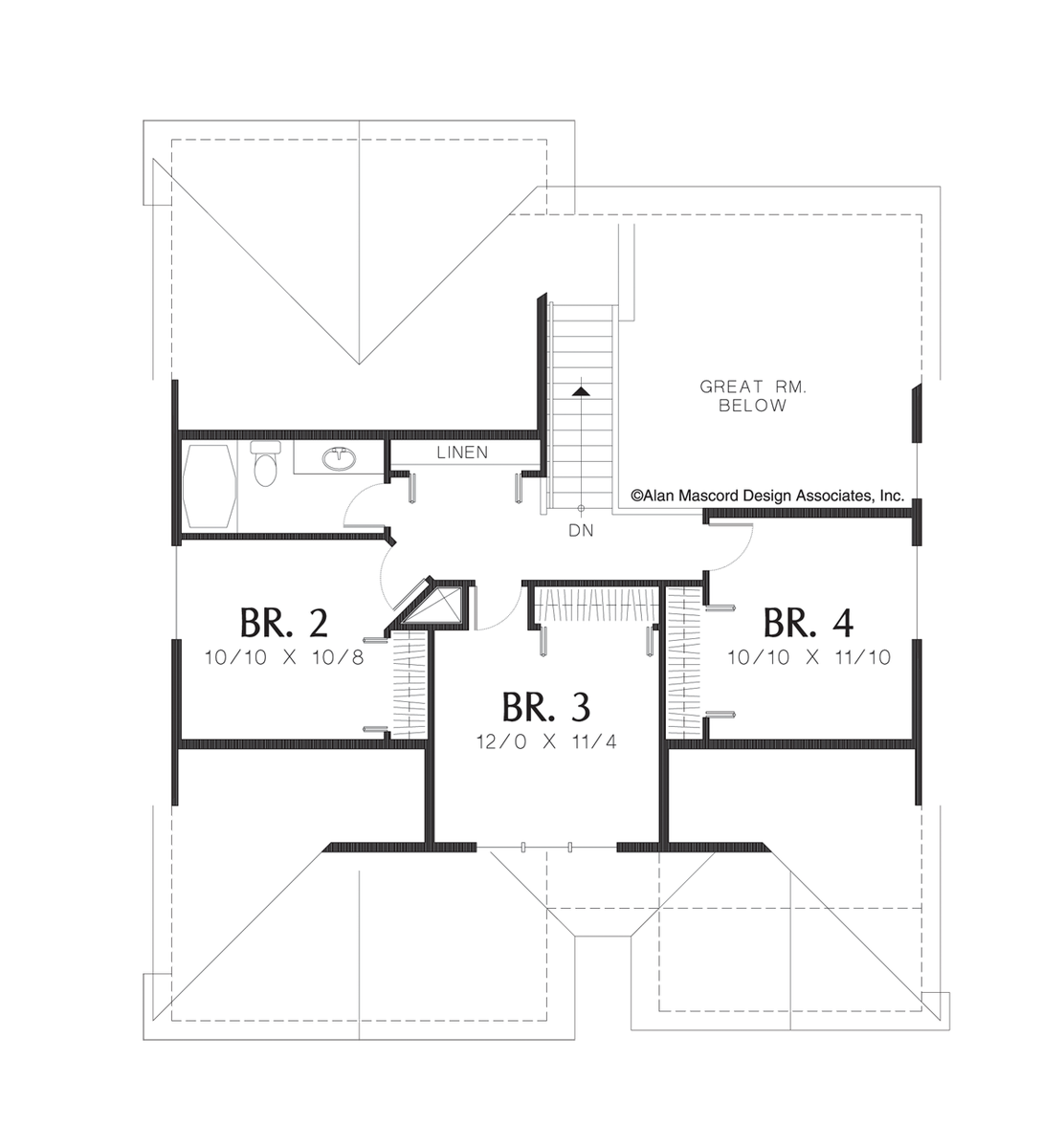 Upper Floor Plan image for Mascord Chandler-Perfect Craftsman Family Home with 4 Bedrooms-Upper Floor Plan