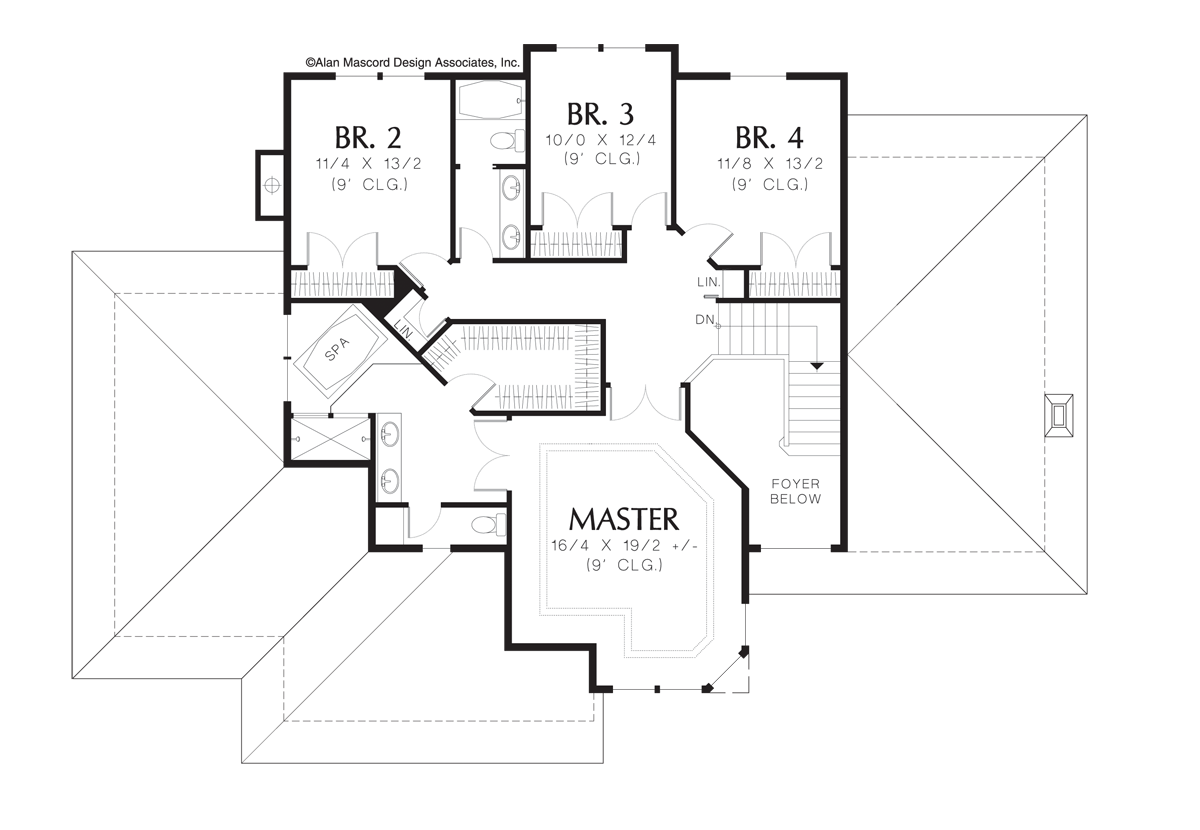 Upper Floor Plan image for Mascord Sterlington-5 Bedroom Contemporary Plan-Upper Floor Plan