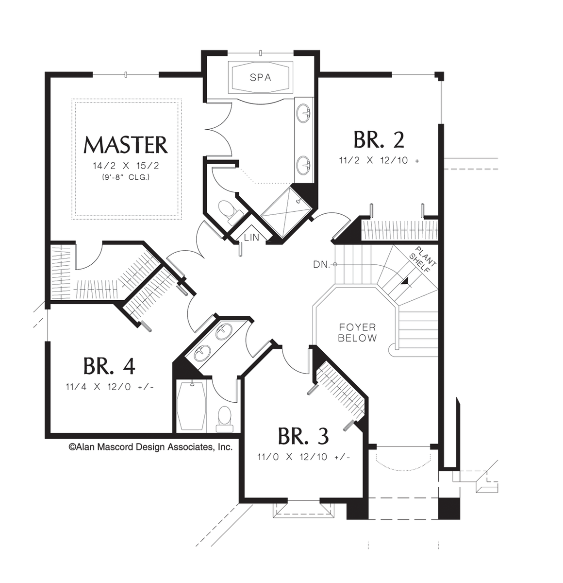 Upper Floor Plan image for Mascord Winnfield-European Plan with Grand Entry-Upper Floor Plan