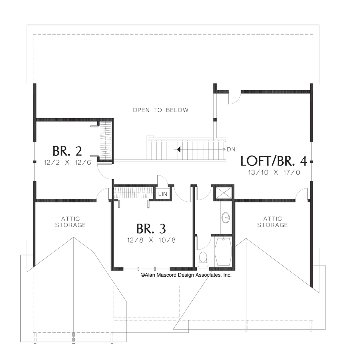 Upper Floor Plan image for Mascord Reinbeck-Main Floor Master with Whirlpool Bath-Upper Floor Plan