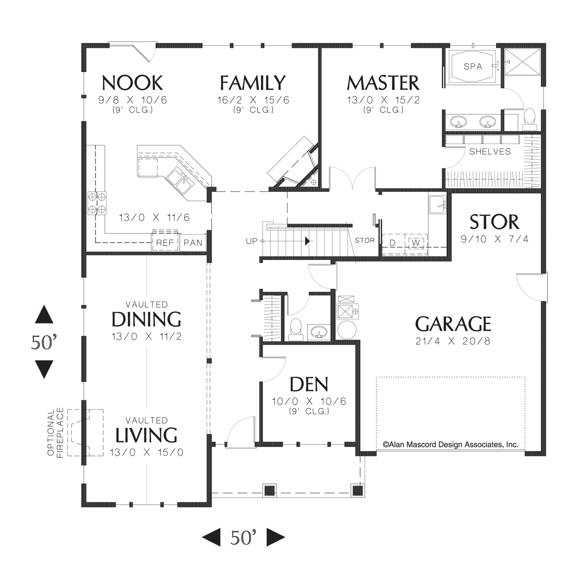 Main Floor Plan image for Mascord Stanton-Spacious 4 Bedroom Craftsman Style Plan-Main Floor Plan