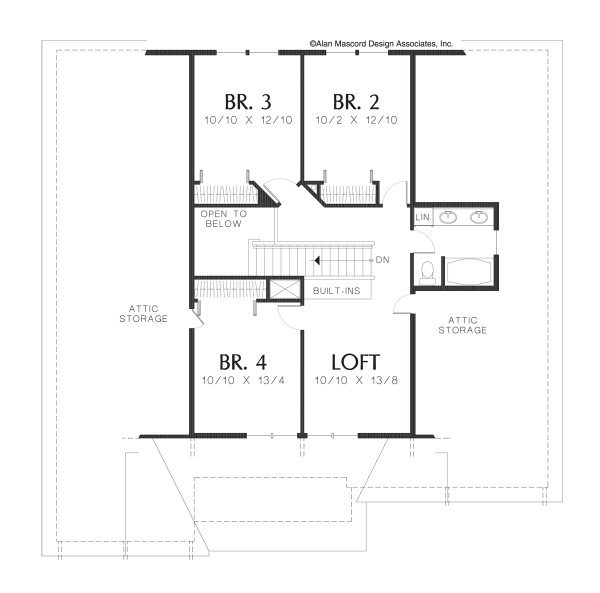 Upper Floor Plan image for Mascord Stanton-Spacious 4 Bedroom Craftsman Style Plan-Upper Floor Plan