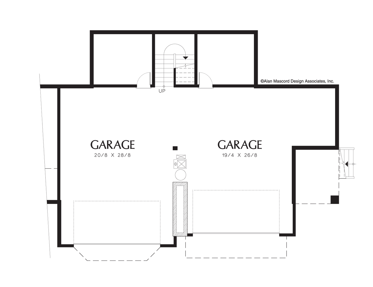 Lower Floor Plan image for Mascord Ridgecrest-Steeply Sloped Lot Plan with 4 Car Garage-Lower Floor Plan