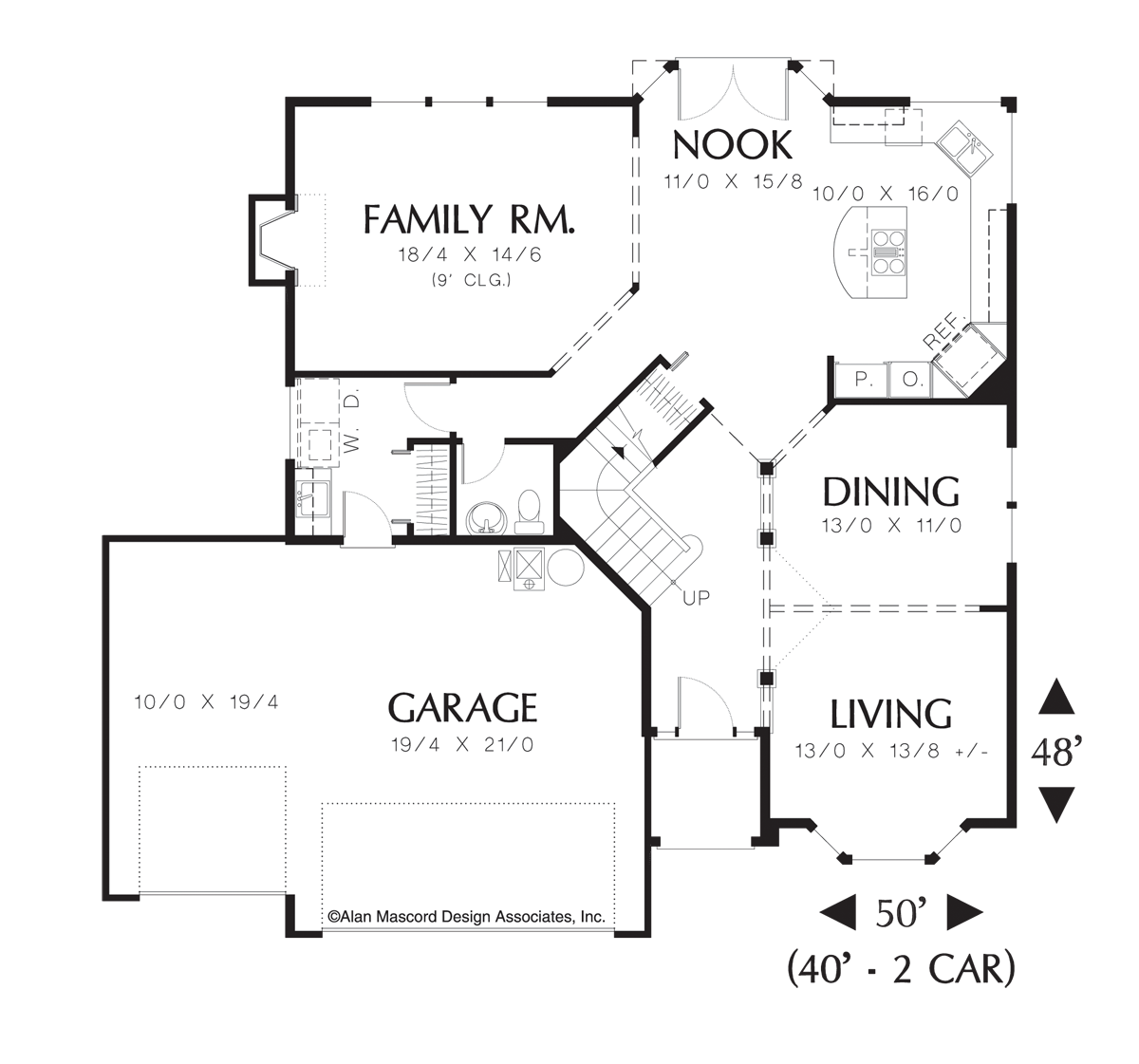 Main Floor Plan image for Mascord Westbrook-Traditional Plan with Spacious Family Area-Main Floor Plan