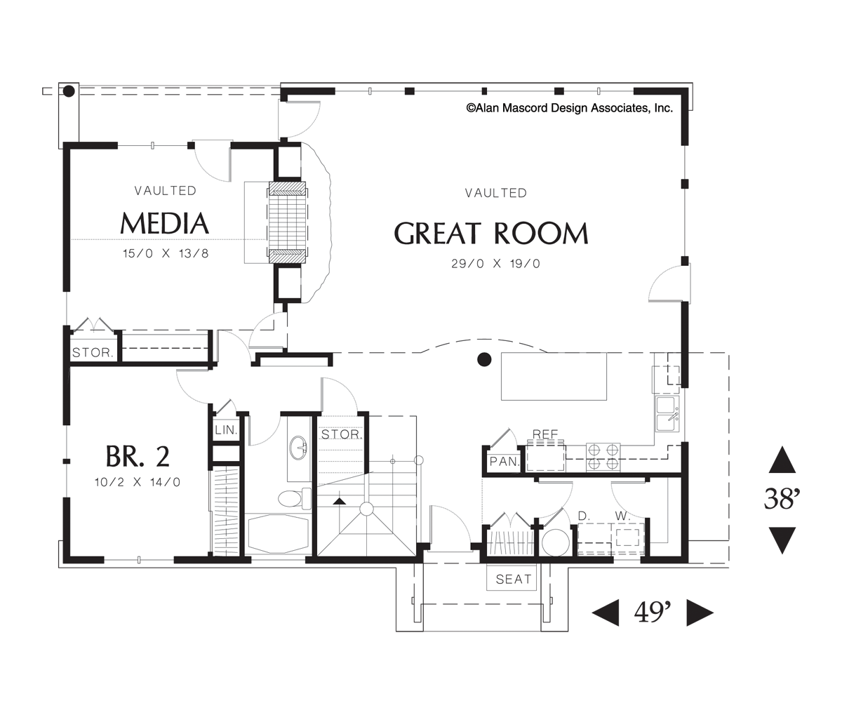 Main Floor Plan image for Mascord Redmond-Great Room Plan with Media Room-Main Floor Plan