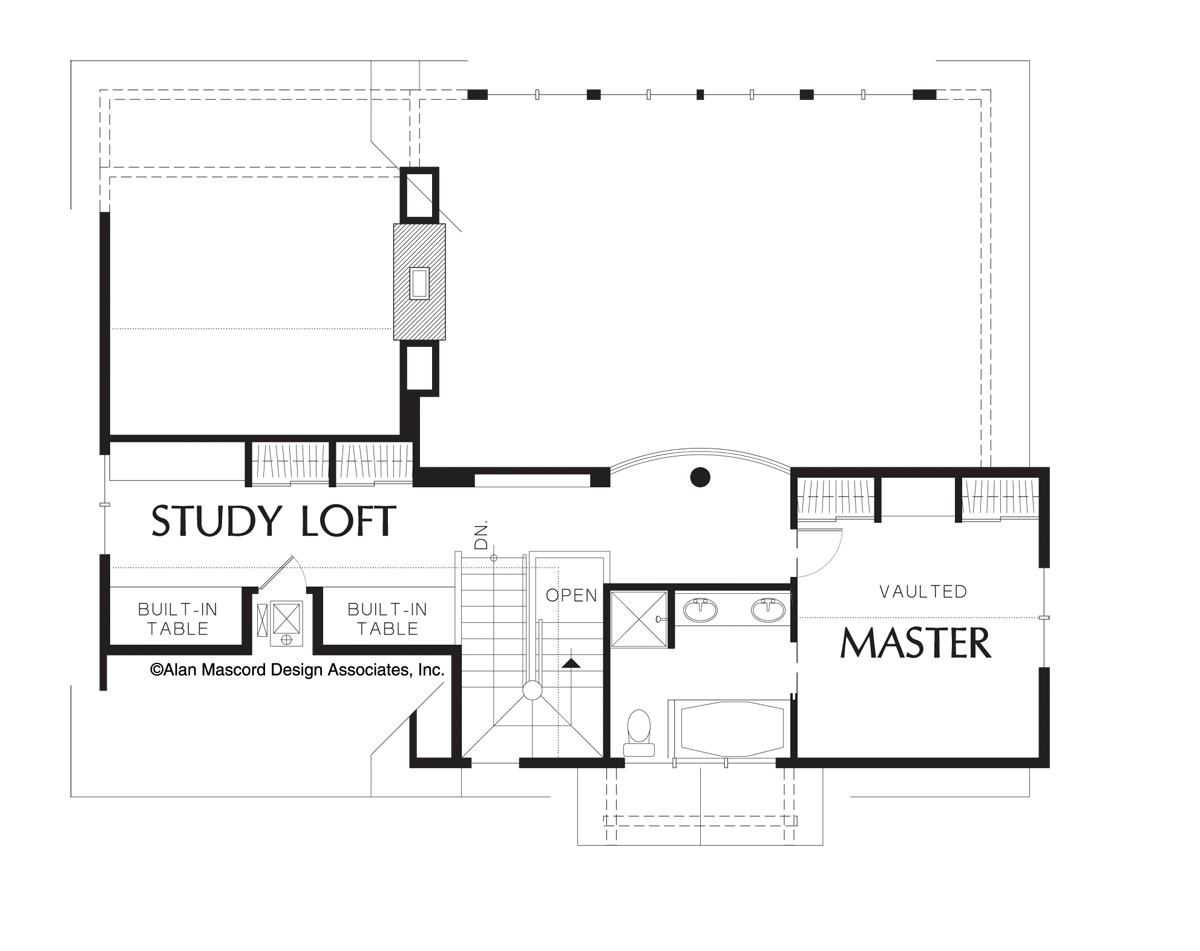 Upper Floor Plan image for Mascord Redmond-Great Room Plan with Media Room-Upper Floor Plan
