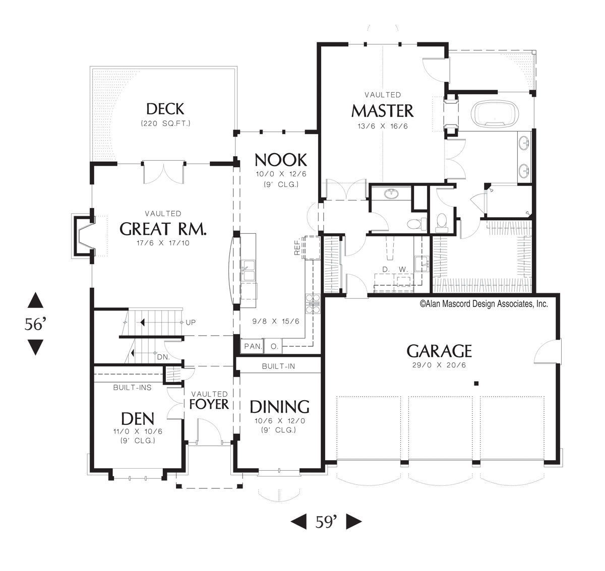 Main Floor Plan image for Mascord Brackenbury-Daylight Basement Plan with Bonus Room-Main Floor Plan