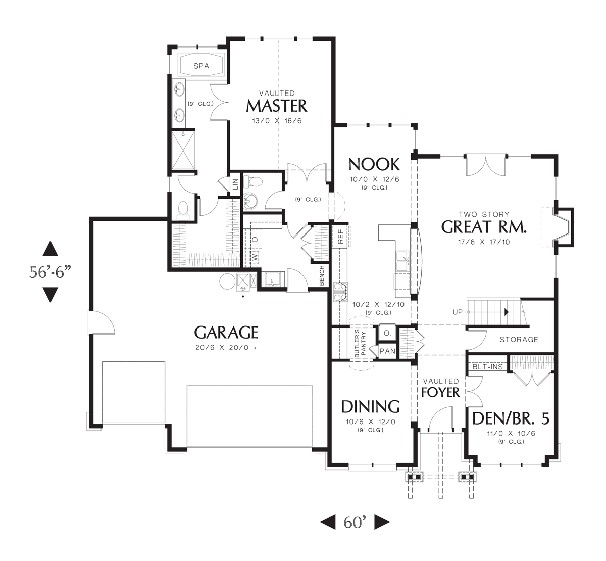 Main Floor Plan image for Mascord Dinsmore-European Craftsman - Great Master Suite and Room For Families-Main Floor Plan