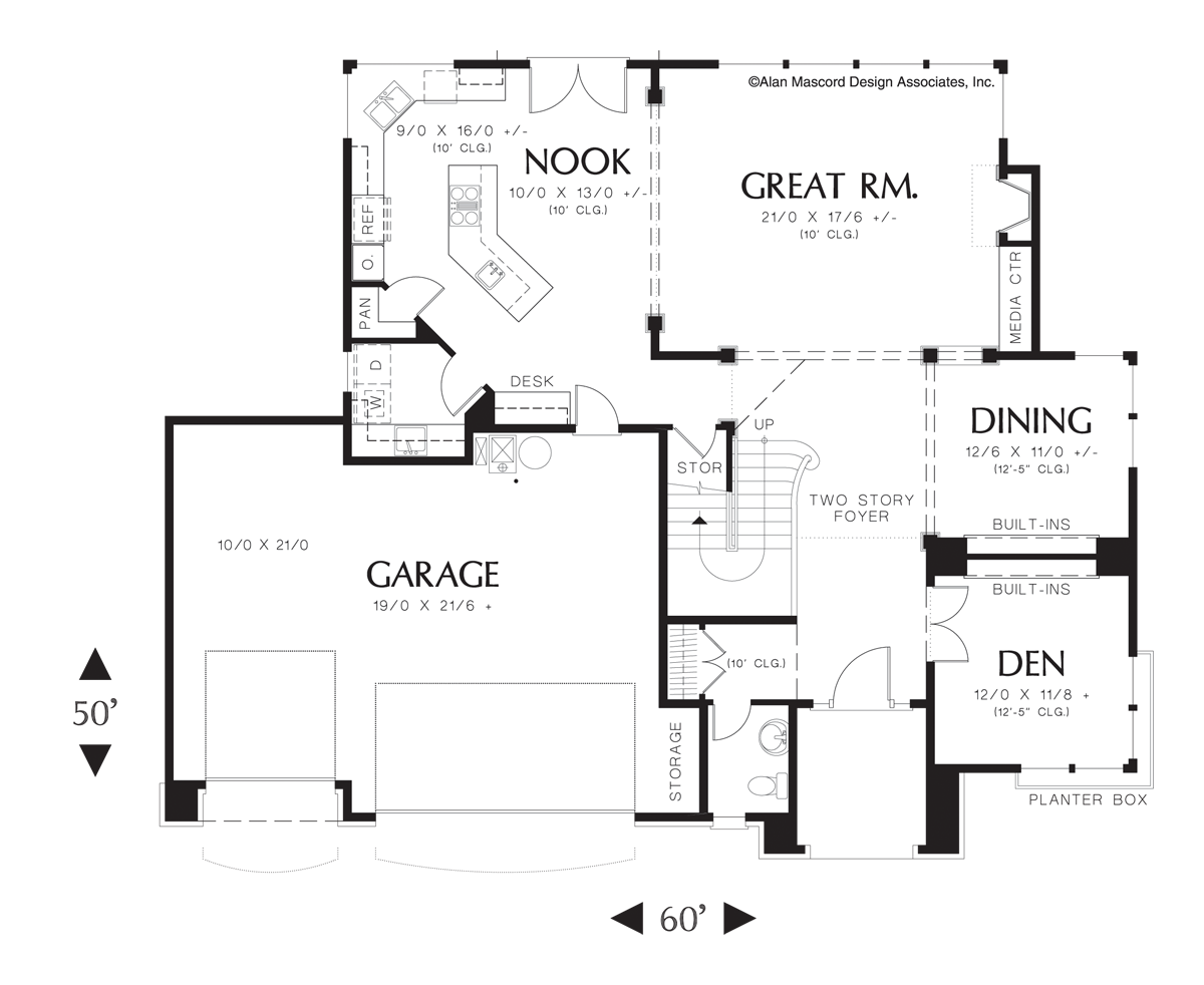 Main Floor Plan image for Mascord Hallock-Grandeur Arched Entry and 3 Car Garage-Main Floor Plan