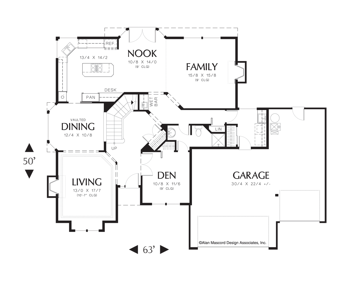 Main Floor Plan image for Mascord Duson-Contemporary Plan with Curved Staircase-Main Floor Plan