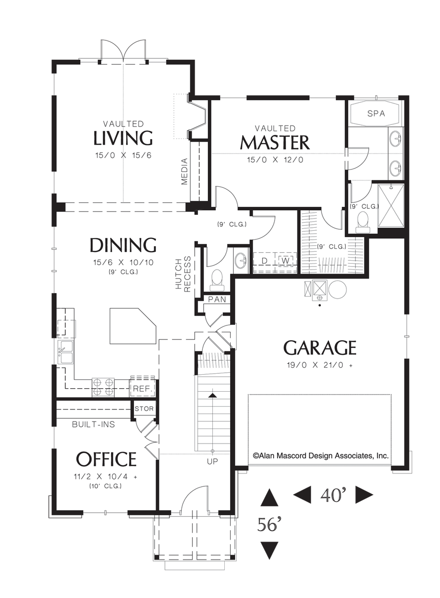 Main Floor Plan image for Mascord Drake-Quaint and Functional 3 Bedroom European Cottage-Main Floor Plan