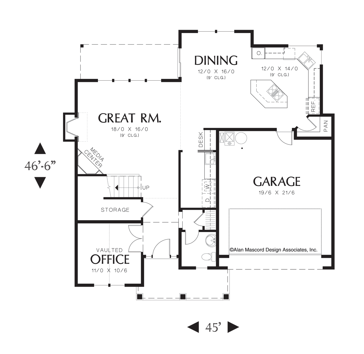 Main Floor Plan image for Mascord Morgan-3 Bedroom Colonial Plan with Large Storage Area-Main Floor Plan