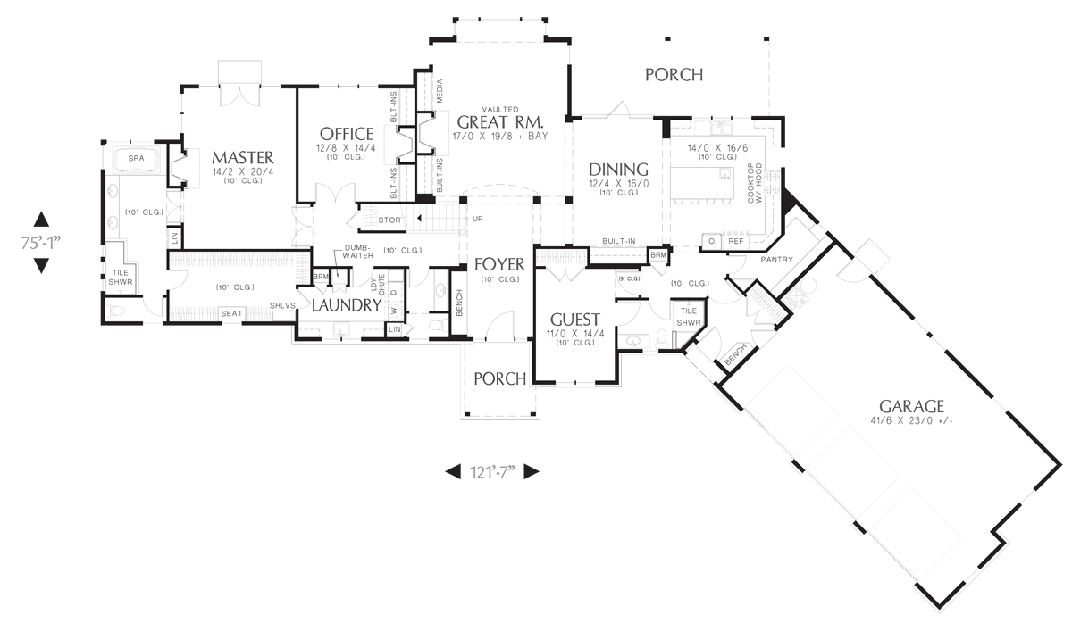 Main Floor Plan image for Mascord Deschutes-Spacious Mountain Home with Luxurious Master Suite-Main Floor Plan