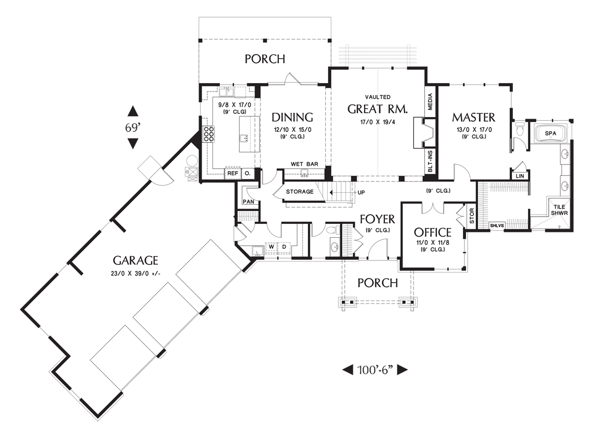 Main Floor Plan image for Mascord Abbeywood-A Life of Luxury in this Beautiful Craftsman Lodge-Main Floor Plan