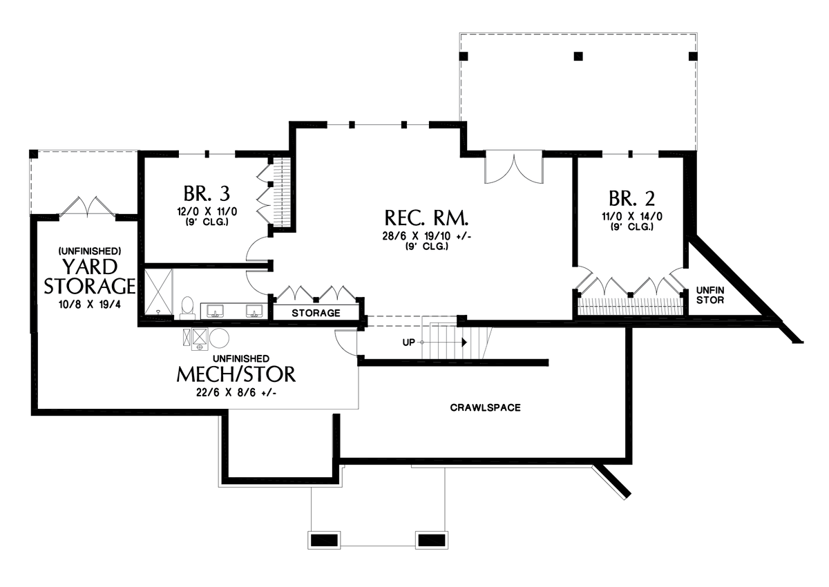 Lower Floor Plan image for Mascord Blythewood-A Craftsman Home Designed for Outdoor Fun-Lower Floor Plan