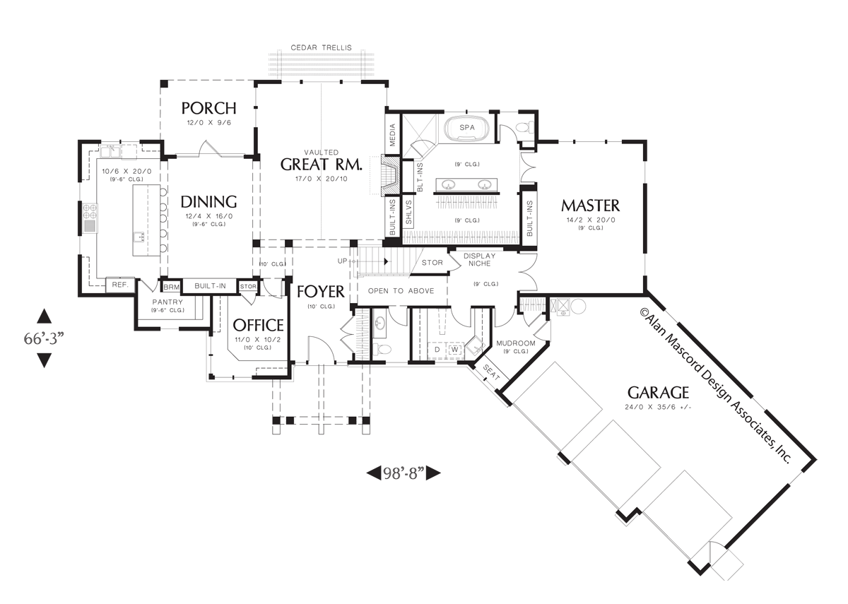 Main Floor Plan image for Mascord Halstad-Lodge Style Plan with Generous Master and Kitchen-Main Floor Plan