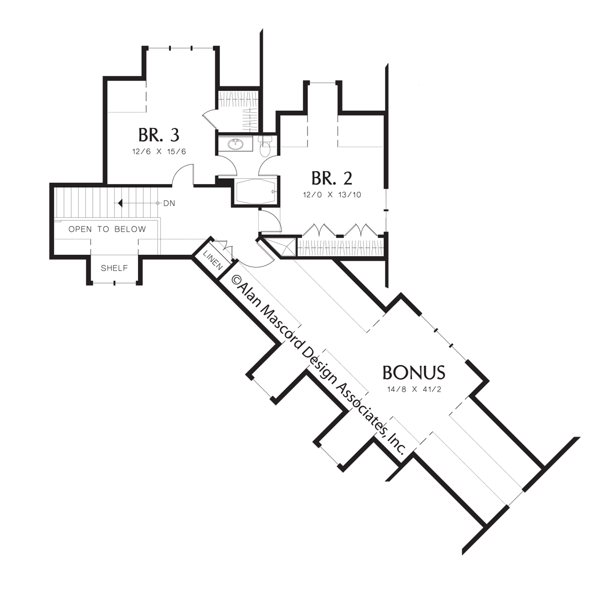 Upper Floor Plan image for Mascord Halstad-Lodge Style Plan with Generous Master and Kitchen-Upper Floor Plan