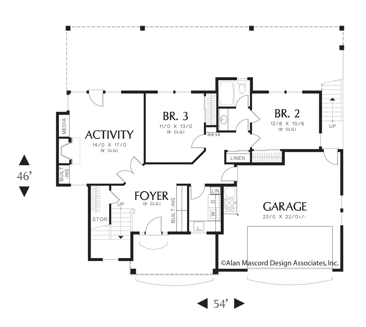 Main Floor Plan image for Mascord Pemscott-Reverse Living Plan to Maximize Views-Main Floor Plan