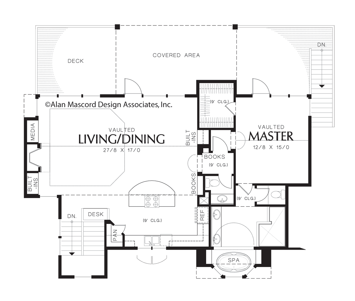 Upper Floor Plan image for Mascord Pemscott-Reverse Living Plan to Maximize Views-Upper Floor Plan