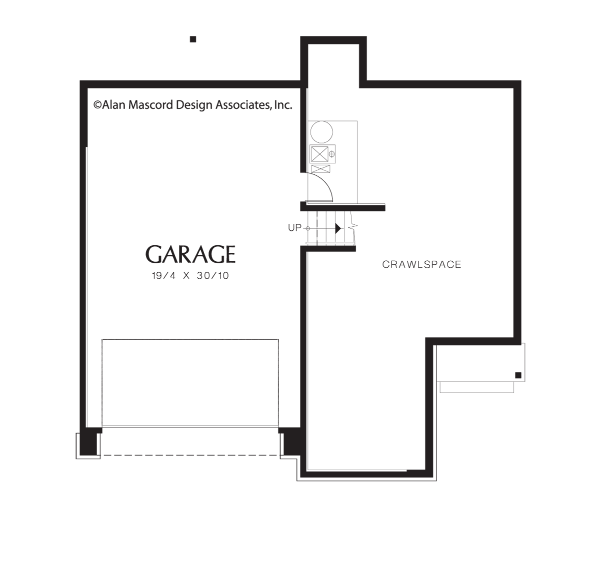 Lower Floor Plan image for Mascord Butler-Two Story Living with Garage Under-Lower Floor Plan