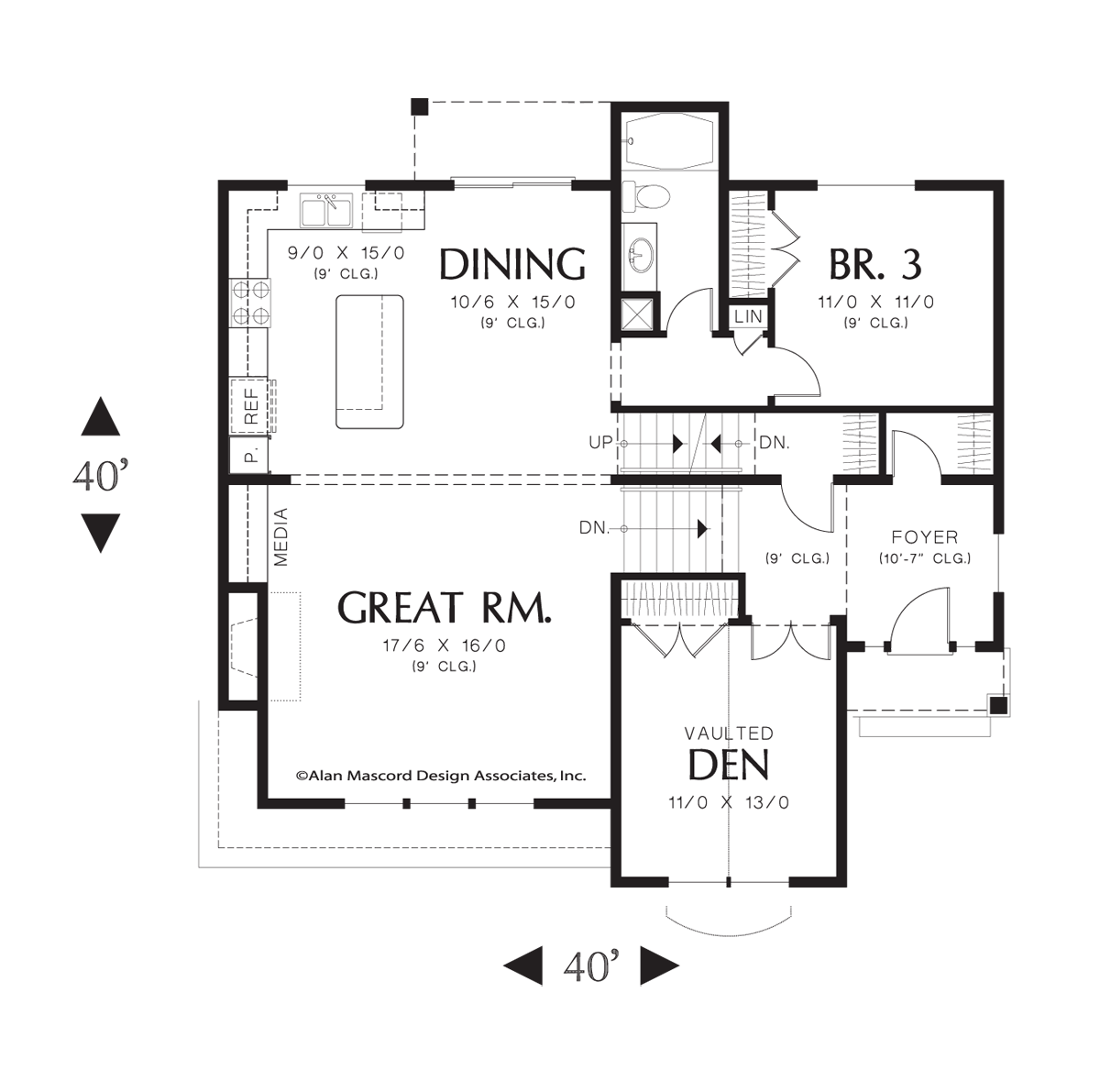 Main Floor Plan image for Mascord Butler-Two Story Living with Garage Under-Main Floor Plan