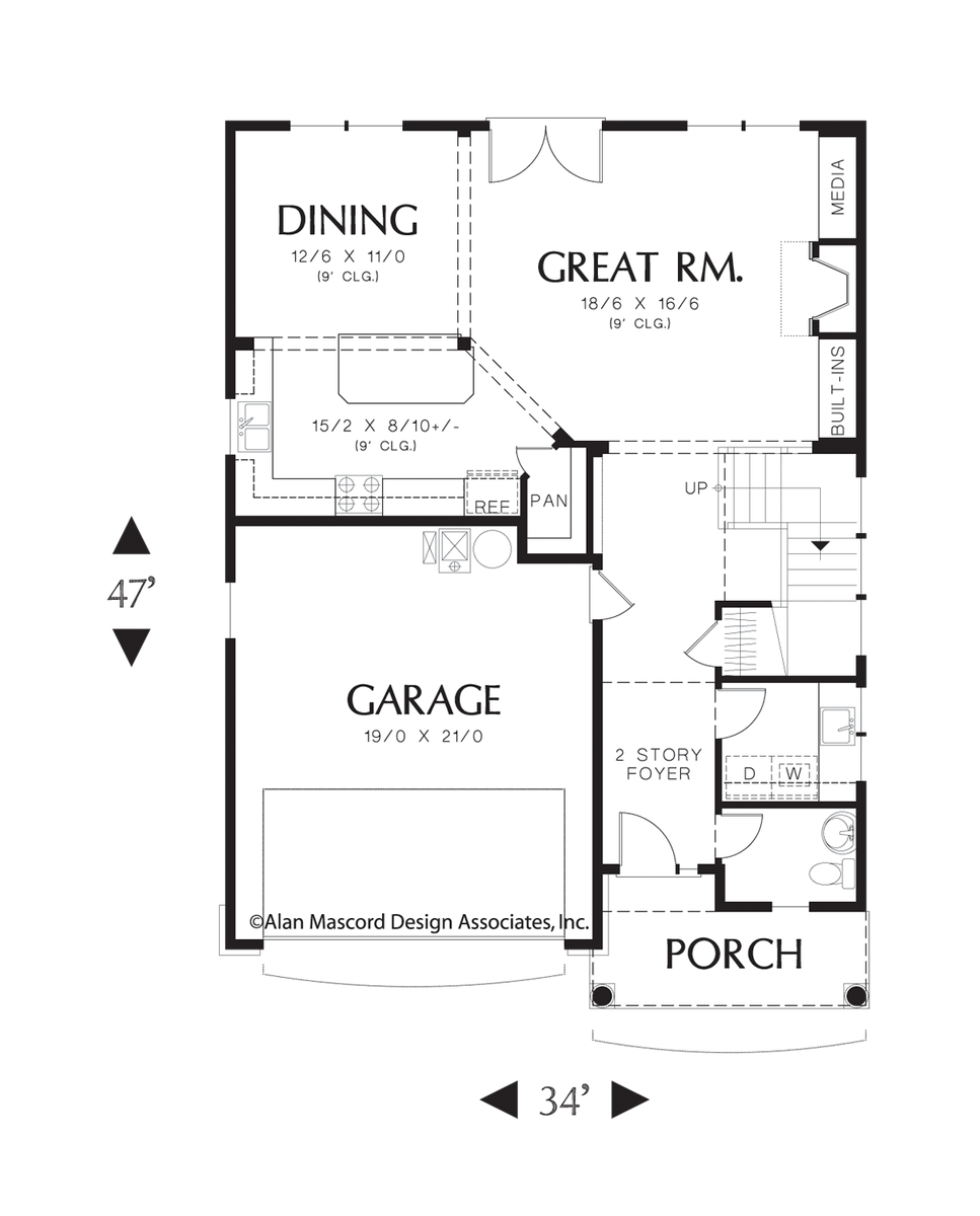 Main Floor Plan image for Mascord Bloomsdale-Open Floor Plan with Four Bedrooms-Main Floor Plan