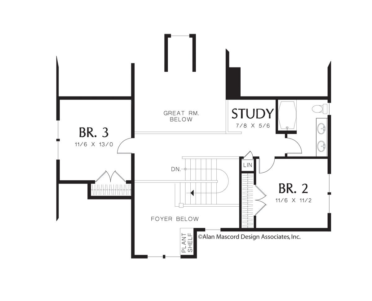 Upper Floor Plan image for Mascord Tanglewood-Craftsman Plan full of Amenities-Upper Floor Plan