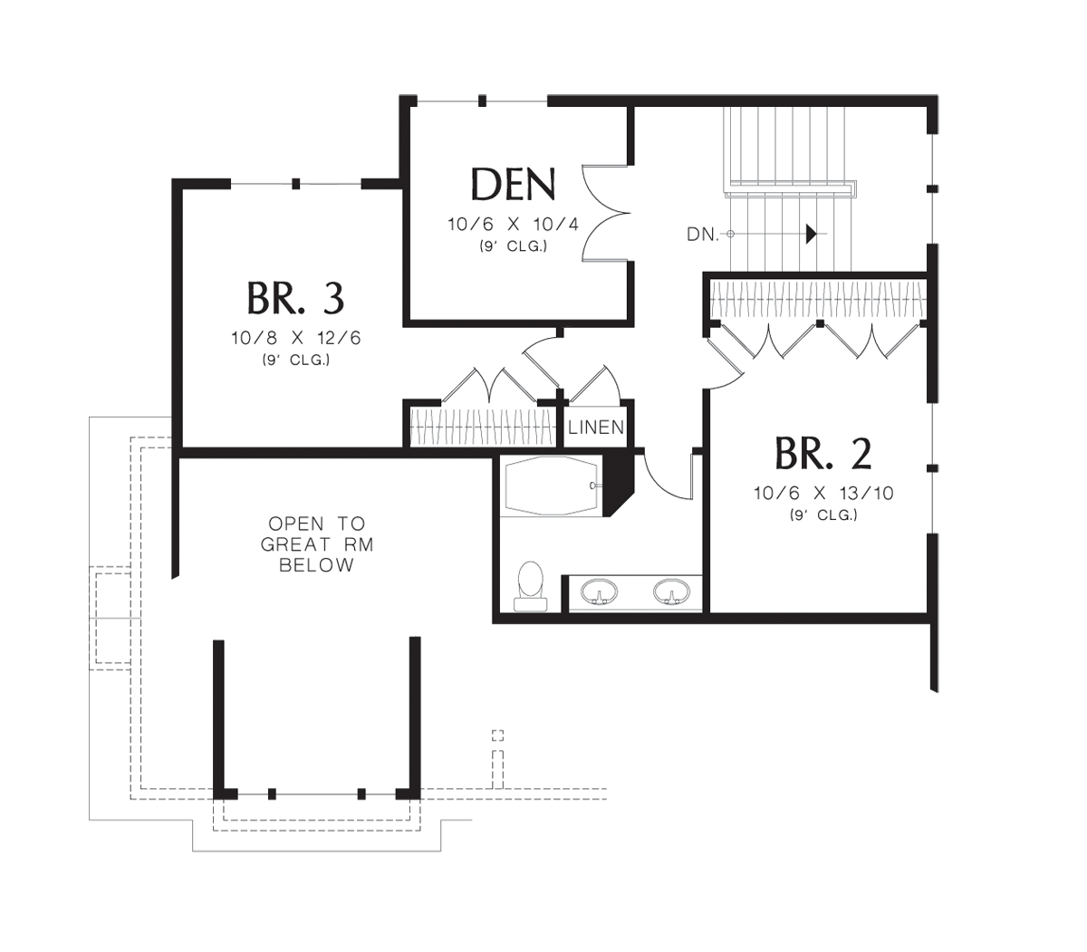 Upper Floor Plan image for Mascord Jamison-Elegant Master Suite and Rear Loading Garage-Upper Floor Plan