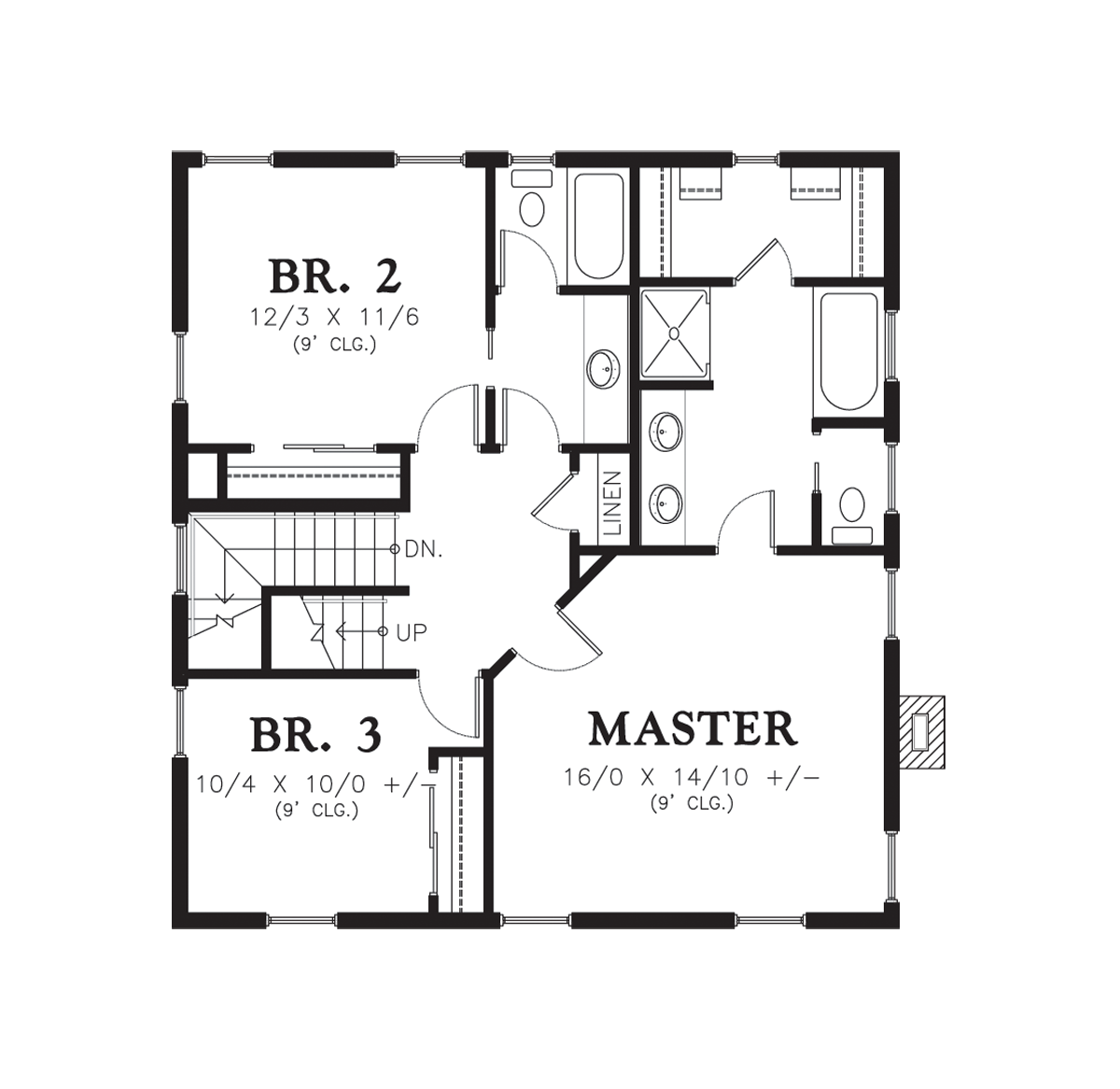 Upper Floor Plan image for Mascord Berkshire-Coastal Colonial with Front Porch and Plenty of Appeal-Upper Floor Plan