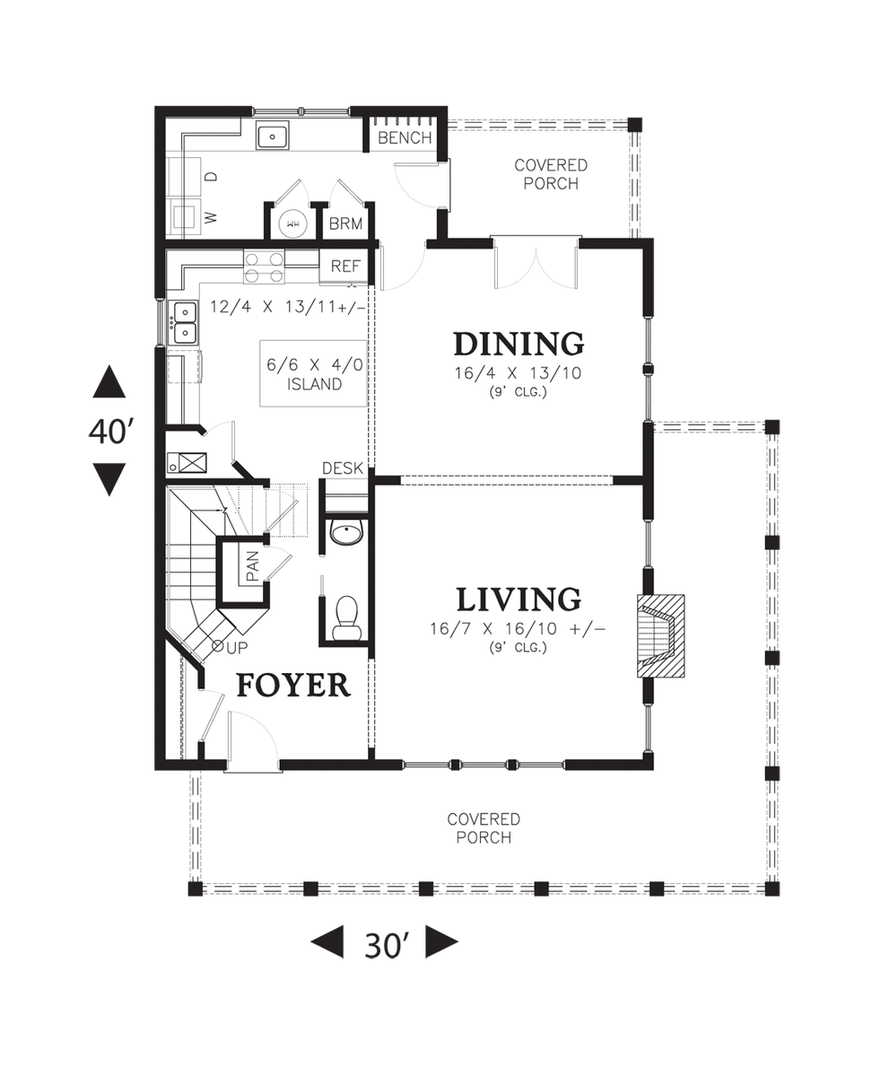 Main Floor Plan image for Mascord Carrington-Wrap Around Porch and Spacious Layout-Main Floor Plan