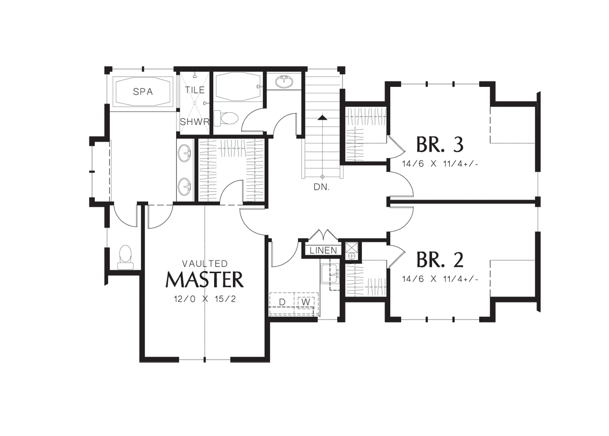 Upper Floor Plan image for Mascord Davis-Traditional Neighborhood Design-Upper Floor Plan