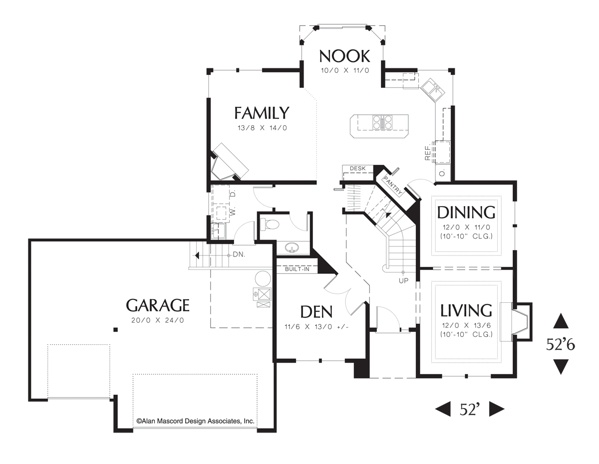 Main Floor Plan image for Mascord Clayton-Comfortable Family Home with Deep Overhangs-Main Floor Plan
