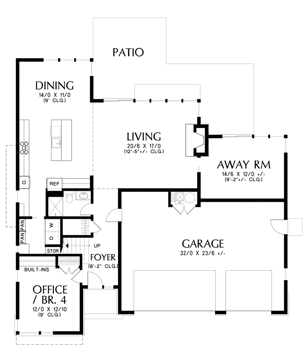 Main Floor Plan image for Mascord Waterbury-Organic Design with Lots of Light-Main Floor Plan