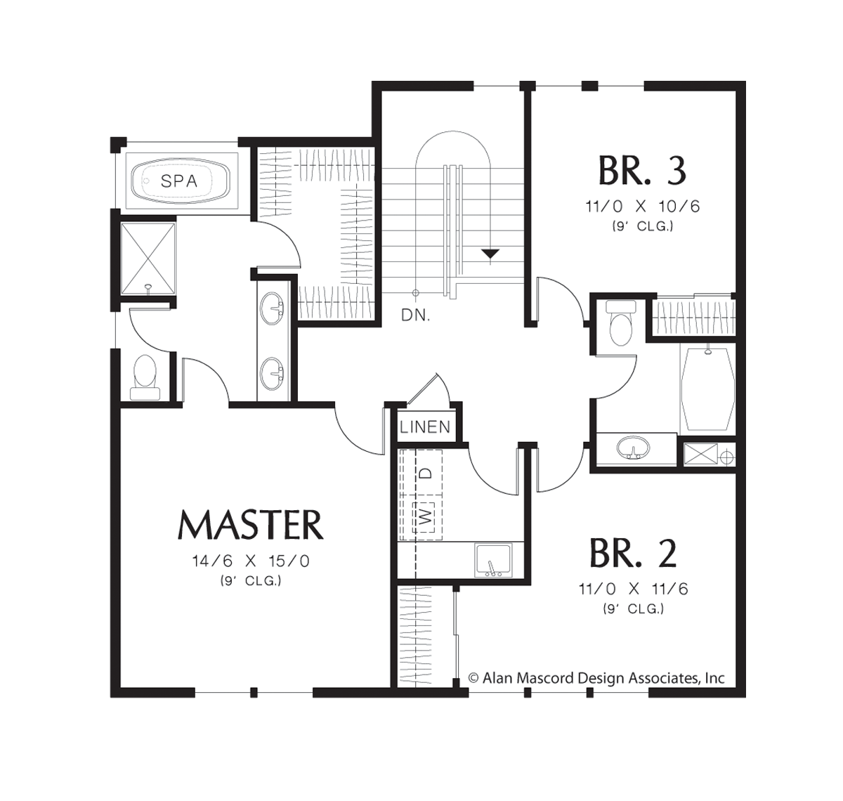 Upper Floor Plan image for Mascord Blackpool-The Perfect Traditional Home for a Sloping Lot-Upper Floor Plan