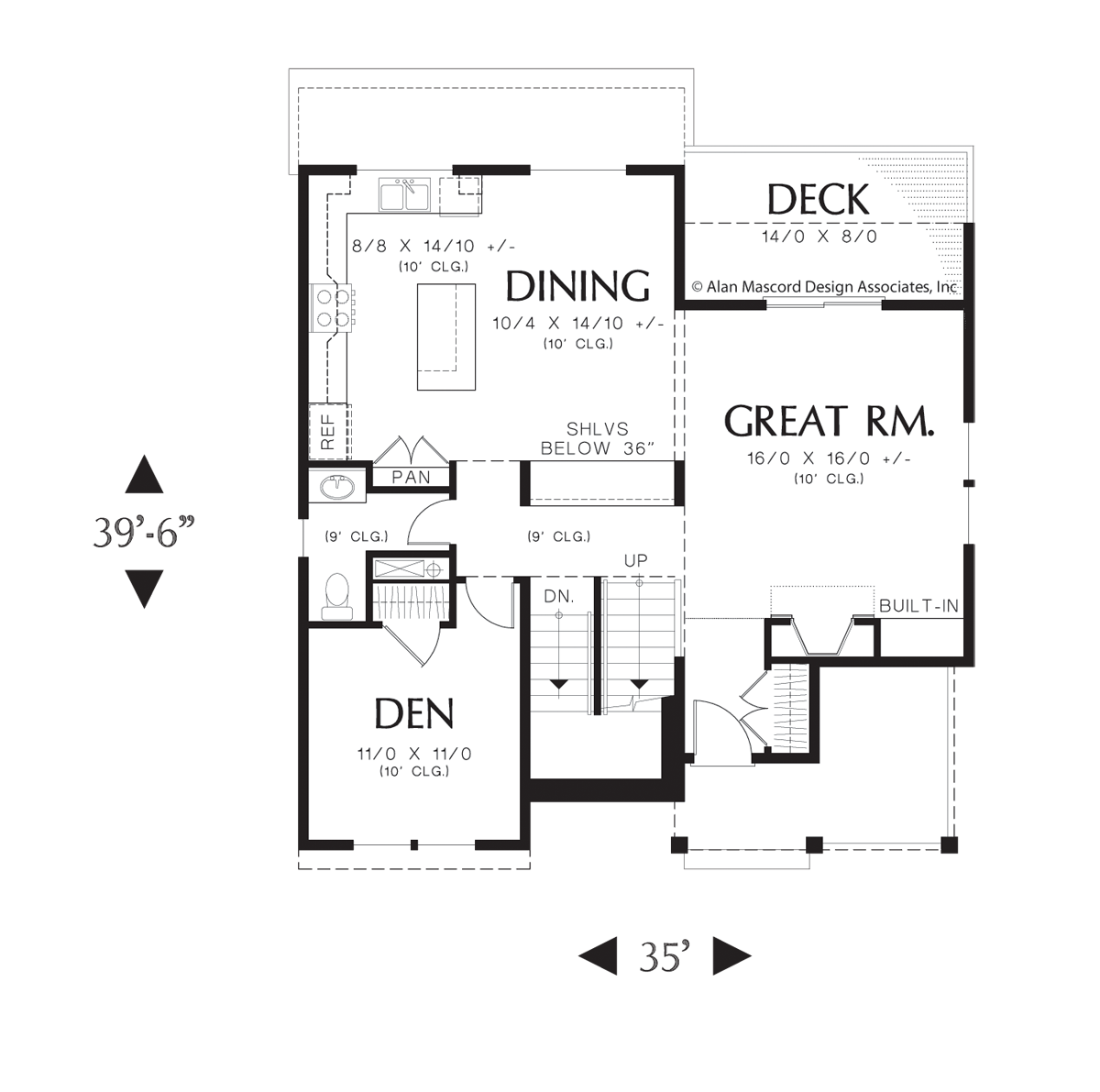 Main Floor Plan image for Mascord Newbury-Traditional Sloped Lot Design with a Gorgeous View-Main Floor Plan