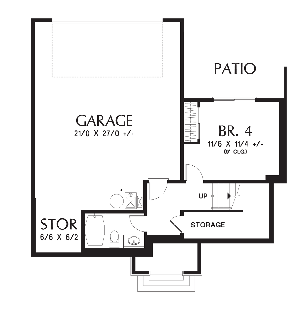 Lower Floor Plan image for Mascord Birstall-Sloping Lot Home with Compact Footprint-Lower Floor Plan