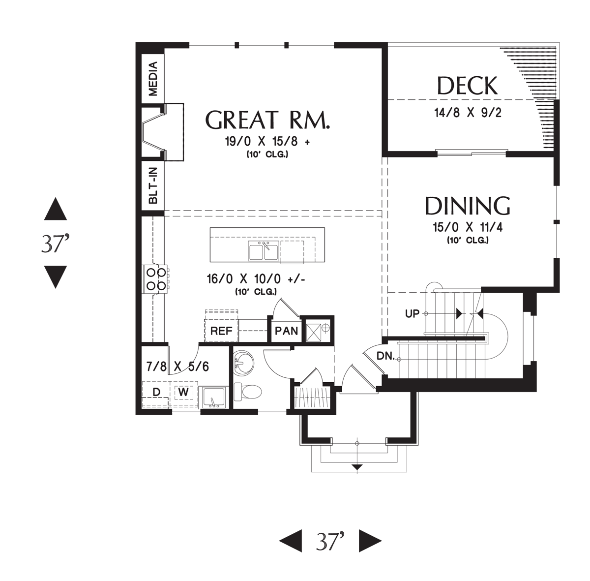 Main Floor Plan image for Mascord Birstall-Sloping Lot Home with Compact Footprint-Main Floor Plan