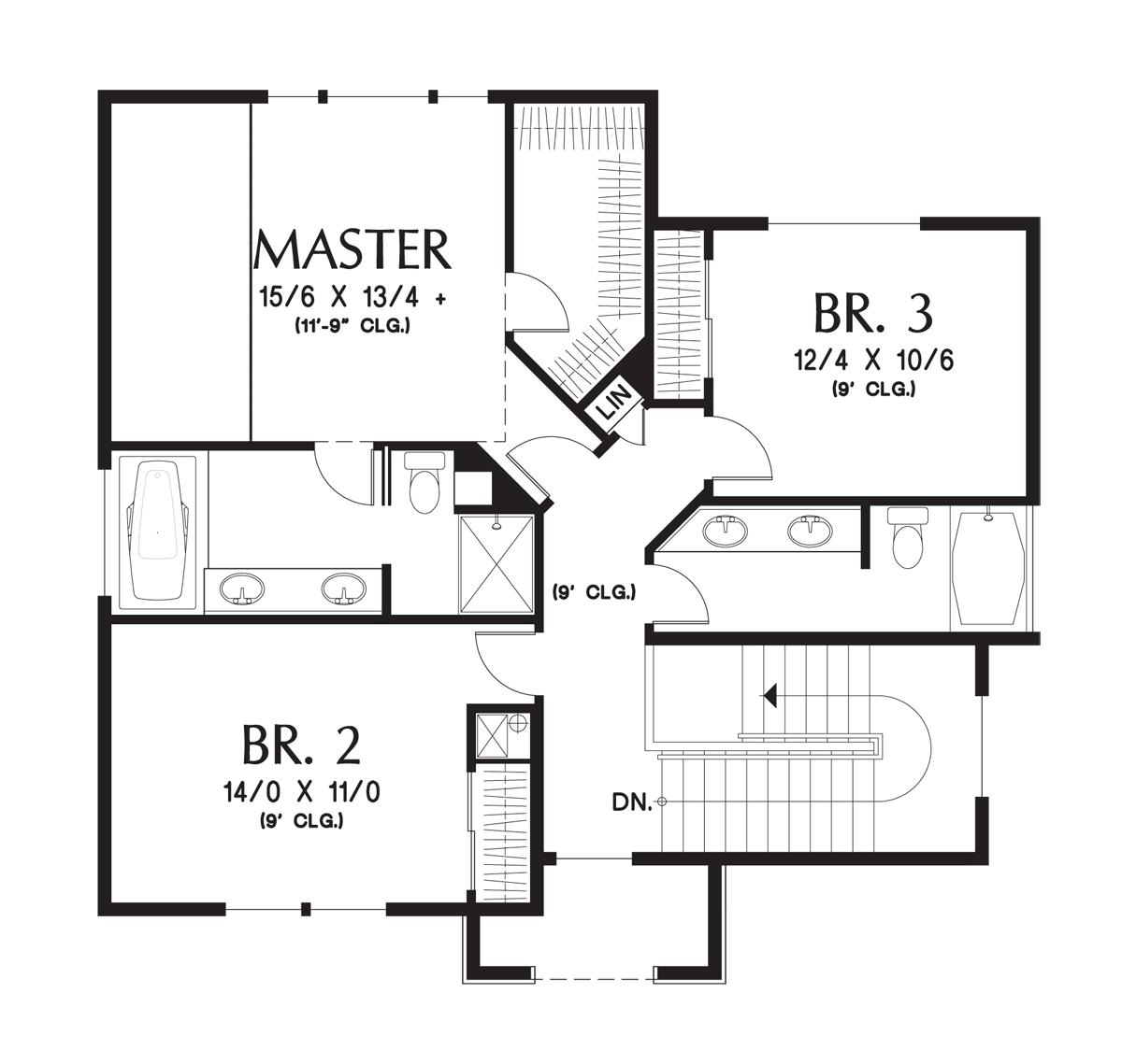 Upper Floor Plan image for Mascord Birstall-Sloping Lot Home with Compact Footprint-Upper Floor Plan