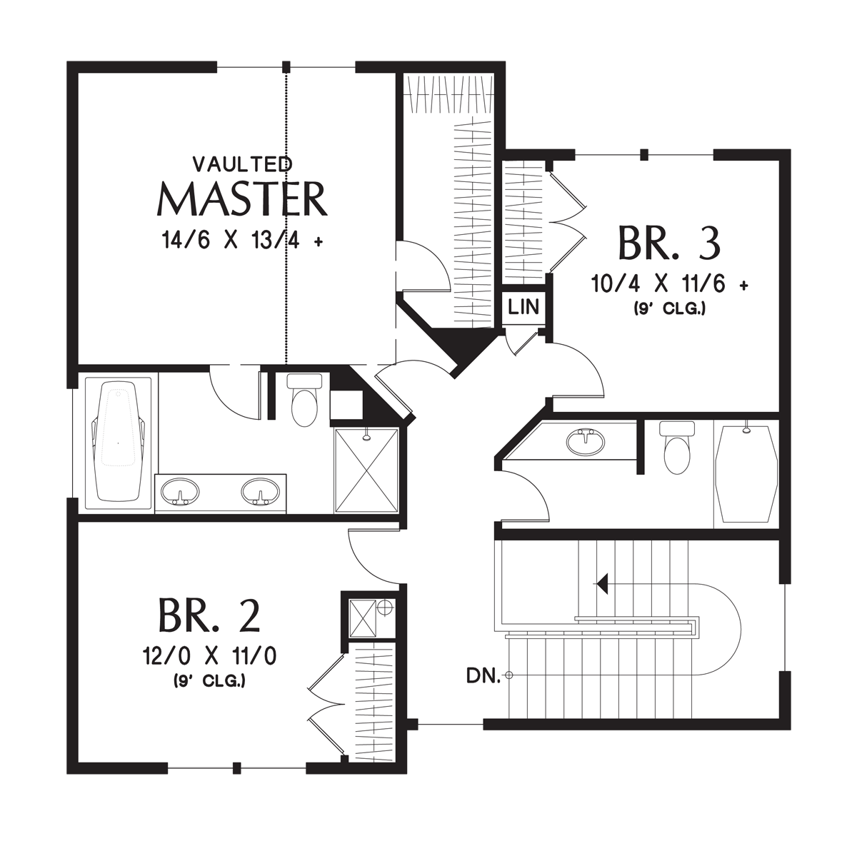Upper Floor Plan image for Mascord Roundhay-Great Plan for Compact Sloping Lots-Upper Floor Plan