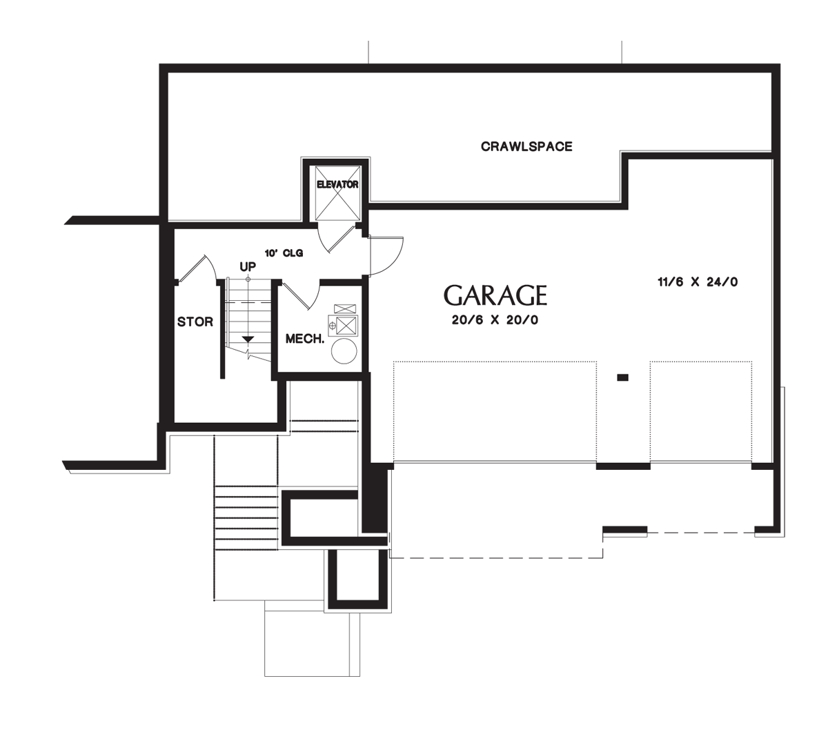 Lower Floor Plan image for Mascord Burbank-Gorgeous Prairie Style Contemporary Home for Sloping Lots-Lower Floor Plan