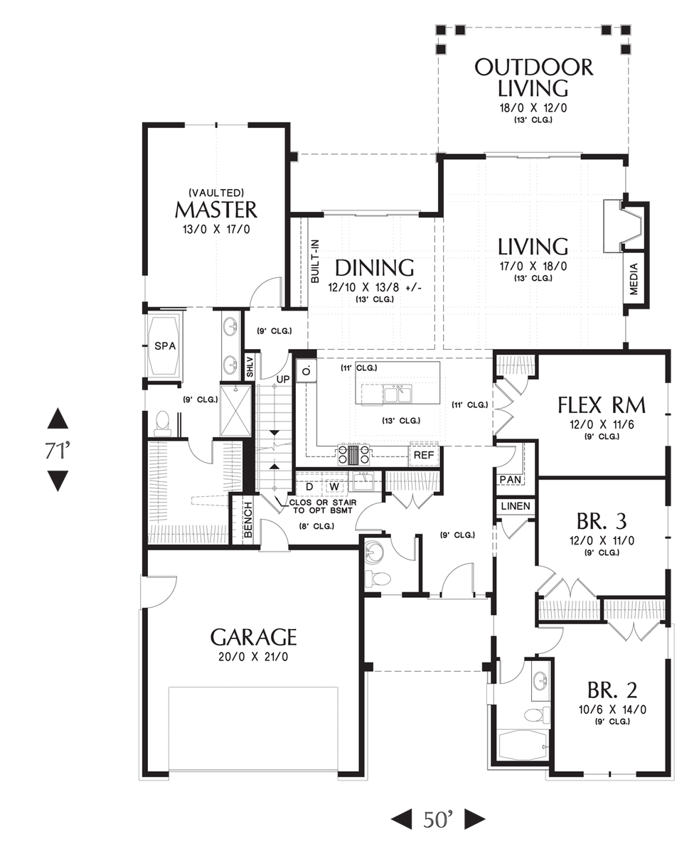 Main Floor Plan image for Mascord Cotswolder-Great Plan for New, Returning or Extended Family-Main Floor Plan
